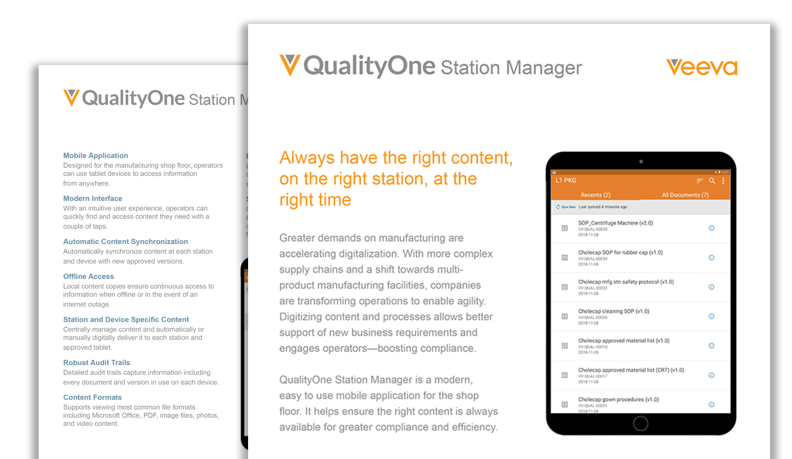 QualityOne Station Manager Product Brief