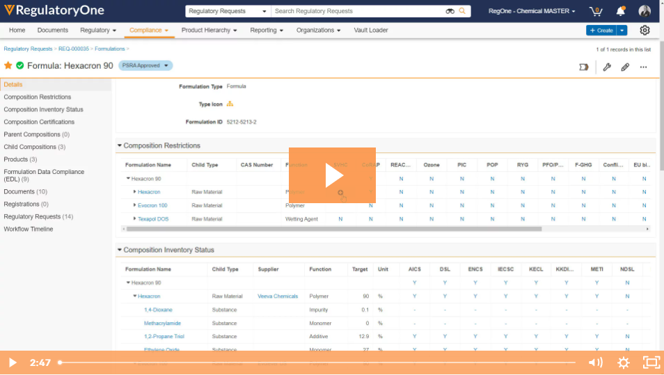 Chemical - RegulatoryOne Composition Compliance Management - Teaser