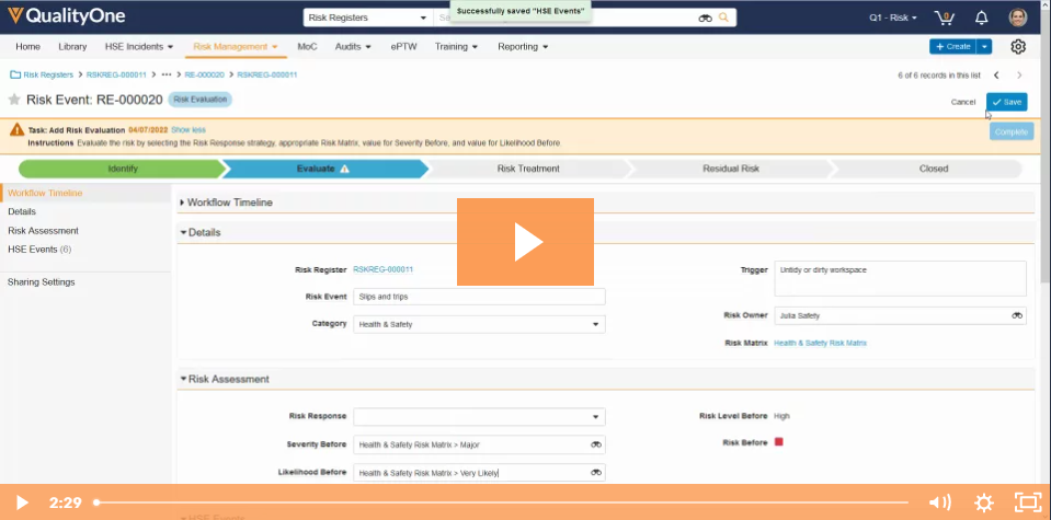 HSE Demo - Risk Management