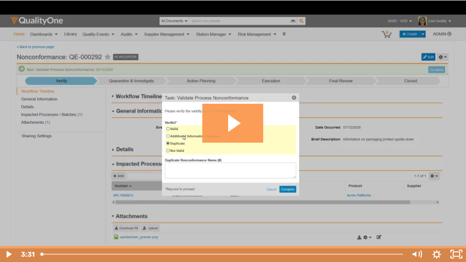 QualityOne Module Intro - NCR Creation & Investigation (1)