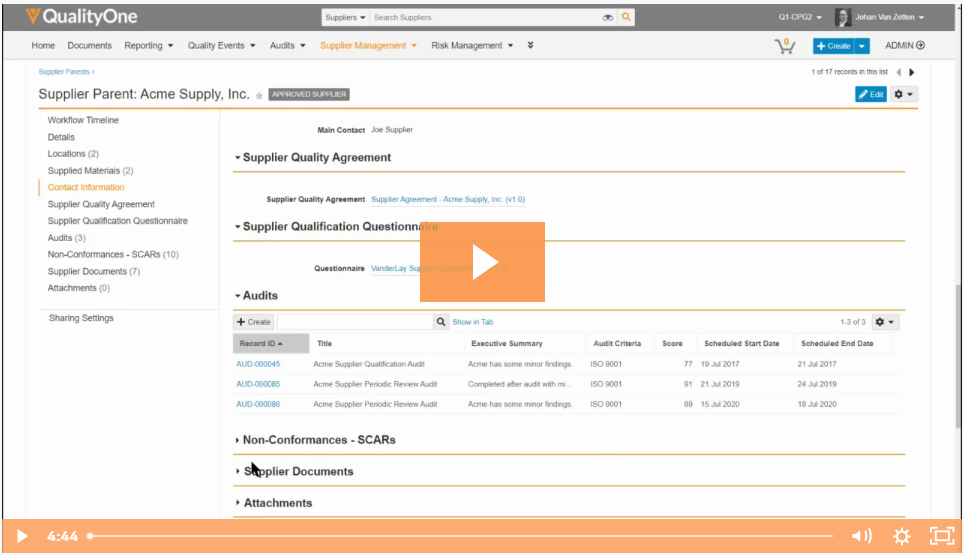 QualityOne Module Intro - Supplier Management